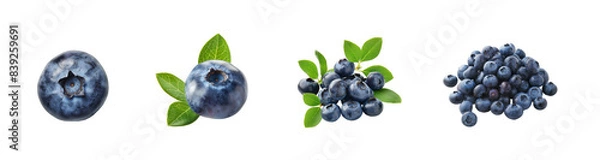 Fototapeta Fresh blueberries in a vibrant arrangement, symbolizing health and deliciousness isolated on transparent background cutout png
