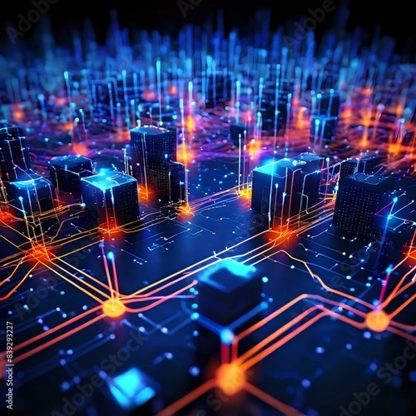 Fototapeta Complex Network System Visualization
