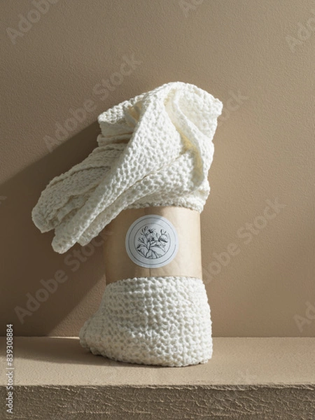 Obraz white waffle towel with 