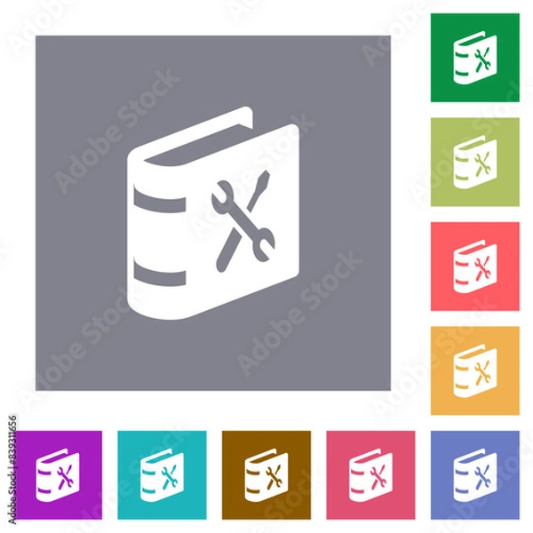 Obraz User guide with wrench and screwdriver square flat icons