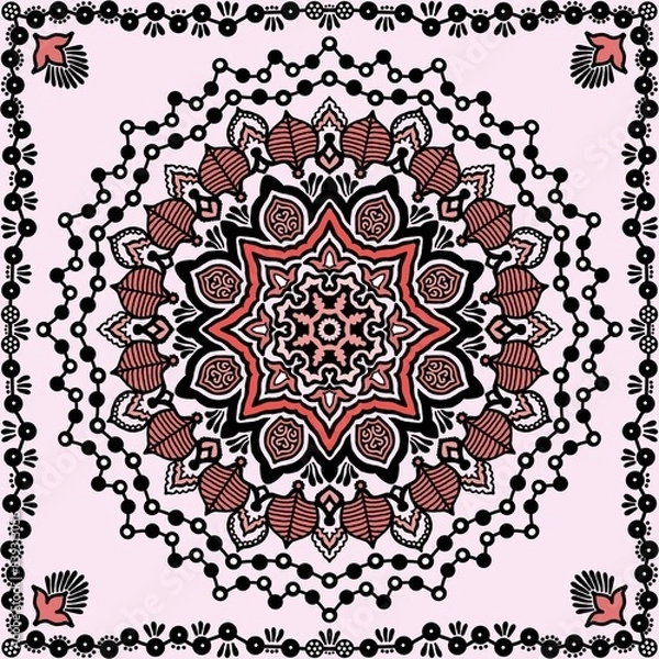 Fototapeta Mandala design with ethnic elements 