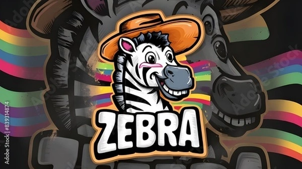 Fototapeta T-Shirt Design with Hand-Drawn Zebra