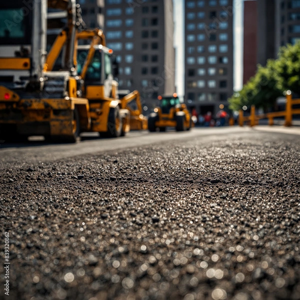 Obraz New Asphalt Pouring, Road Maintenance Work.