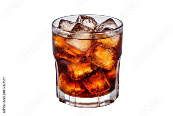 Fototapeta Iced cola in glass isolated on transparent background.