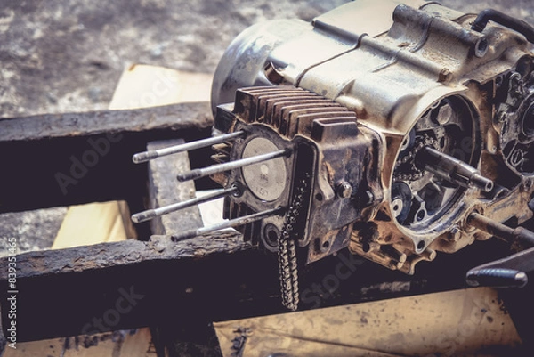 Obraz Motorcycle engine, four-stroke motorcycle, new engine