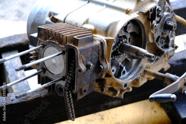 Obraz Motorcycle engine, four-stroke motorcycle, new engine