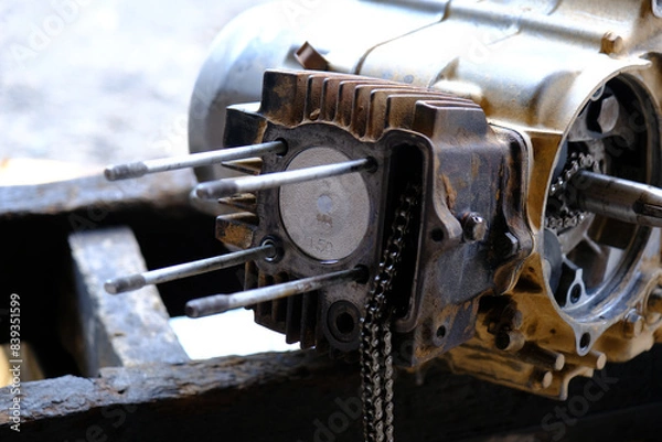 Obraz Motorcycle engine, four-stroke motorcycle, new engine