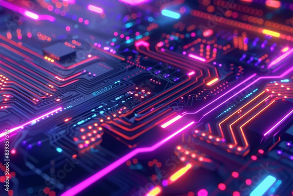 Fototapeta The image shows a close-up of a circuit board.