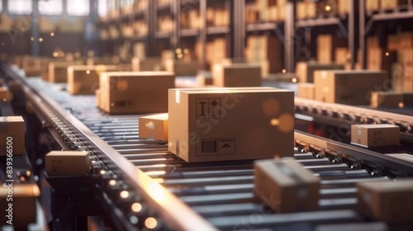 Fototapeta Parcel delivery, packaging service generative ai