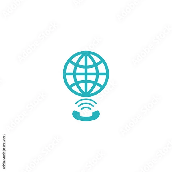 Fototapeta Globe link logo, app social global network technology icon