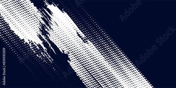 Obraz White & blue halftone dots gradient pattern grunge texture background. Pop art dots comic sport style vector illustration. eps10