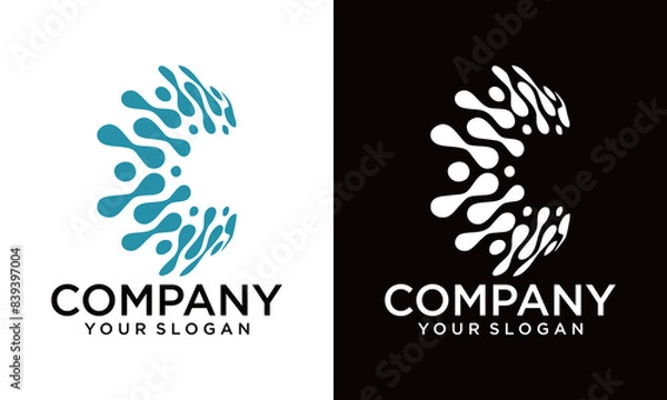 Fototapeta Water wave tech logo template Vector