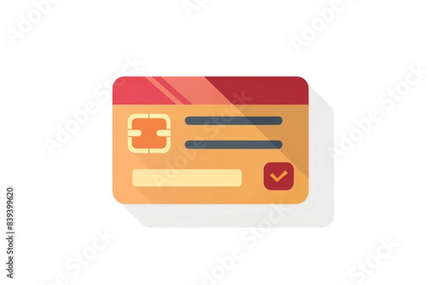 Fototapeta A credit card is a thin rectangular piece of plastic that is used to make purchases, isolated on white background