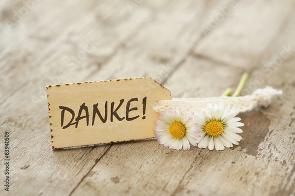 Obraz DANKE! auf Holzhintergrund