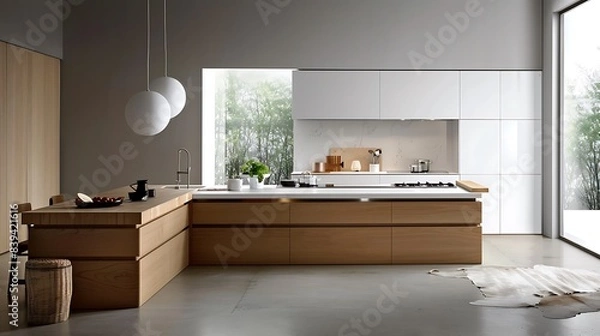Fototapeta Chic Bohemian Kitchen: Where Modern Style Meets Boho Vibes in Perfect Harmony