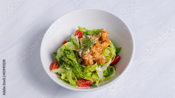 Fototapeta Vegetables salad bowl top view