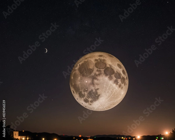 Fototapeta Super full moon in the dark sky. Generative AI