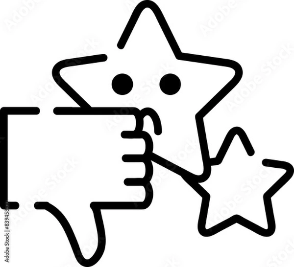 Obraz A negative review, hand-drawn customer review and feedback icon.