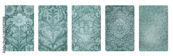 Fototapeta Back cards vintage set victorian style background decorated with patterns and ornamental decorative elements