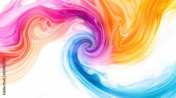 Fototapeta Bright and swirling light energy creating depth on a white background