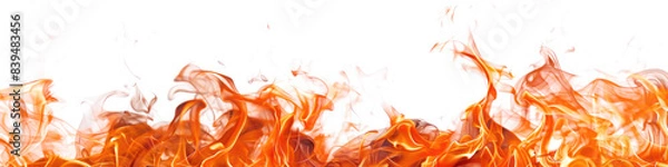 Fototapeta Flames at the bottom of the picture, banner, transparent