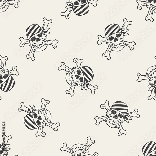 Obraz skull doodle seamless pattern background