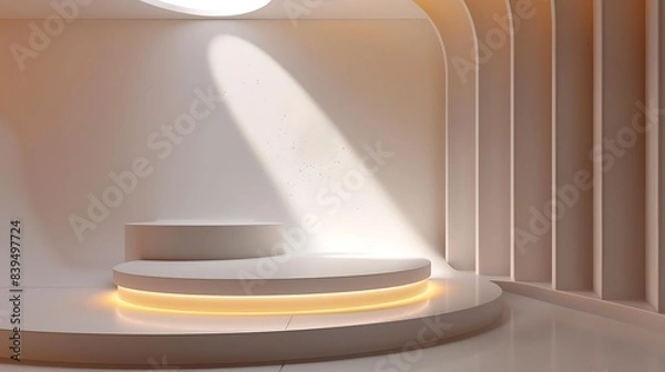 Fototapeta background, pedestal, abstract, empty, minimal, platform, product, stage, cylinder, modern, studio, render, geometric, scene, showcase, space, design, podium, display, exhibition, illustration, templa