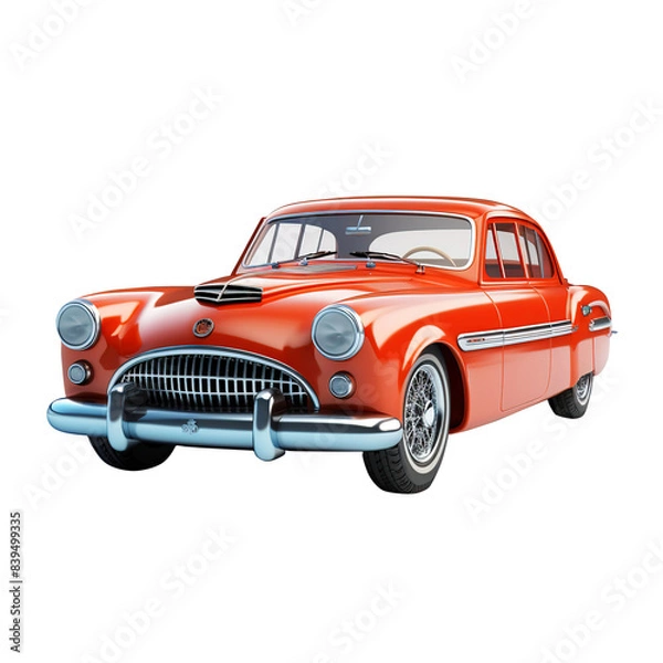 Fototapeta Red toy car, isolated on transparent background Remove png, Clipping Path, pen tool 