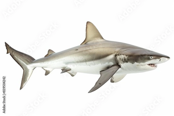 Obraz Shark on white background isolated. Sea predator. Deadly imminent danger.