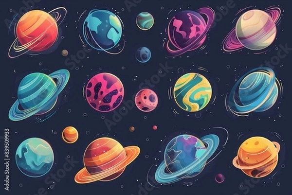 Fototapeta vector illustration of space and space planets