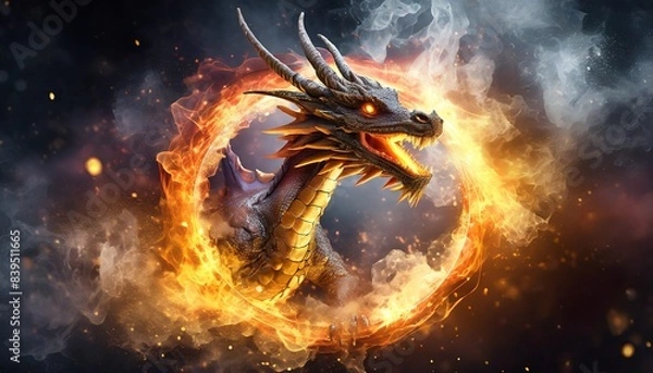 Fototapeta dragon in fire