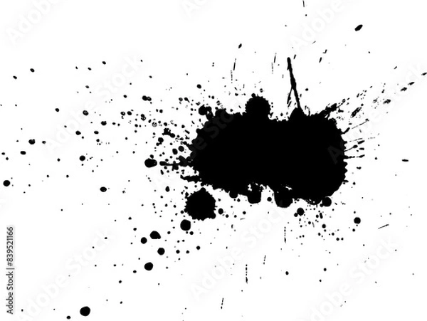Fototapeta black ink dropped splash splatter on white background