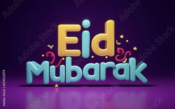 Fototapeta Eid Mubarak typography, celebration design Generative AI