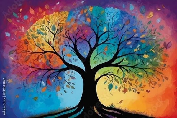 Fototapeta Human brain tree representing mental health condition of human mind disorders. 
