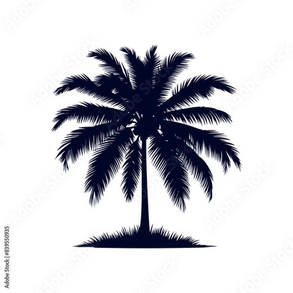 Fototapeta Palm tree silhouettes Clip art isolated vector illustration on white background