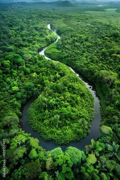 Fototapeta An expansive ultra sharp aerial panorama revealing the lush beauty a tropical rainforest