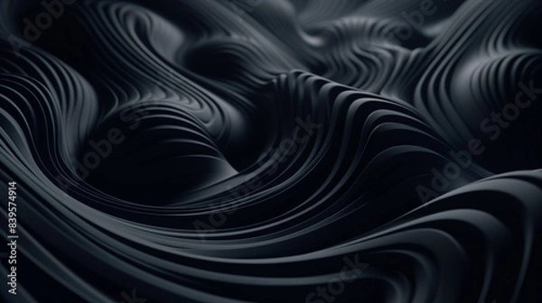 Obraz Black wavy smooth dynamic background. Conceptual rubber surface for design.