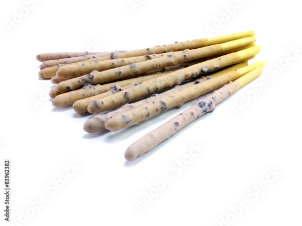 Fototapeta bread stick with cream on white background