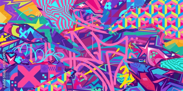 Obraz Trendy Abstract Urban Street Art Graffiti Style Vector Collage Illustration Background Template
