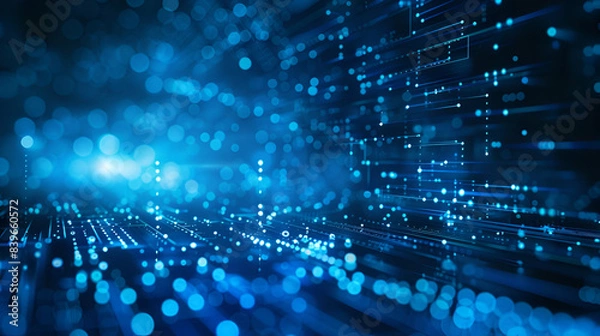 Fototapeta A blue background with numerous lights shining from it