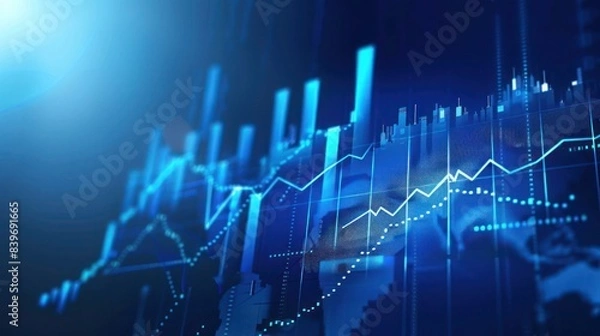 Fototapeta Financial data graph chart report statistic marketing management strategy analysis accounting. Digital financial chart and exchange financial growth graph