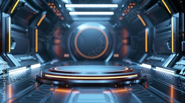 Fototapeta display podium on digital background