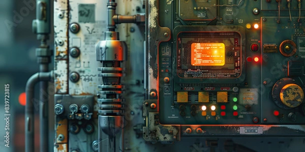 Fototapeta The Ghost in the Machine: An abandoned machine, haunted by ghosts of code and forgotten purposes. 
