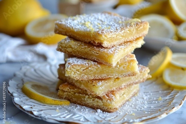 Fototapeta Homemade lemon bars without gluten sugar or dairy