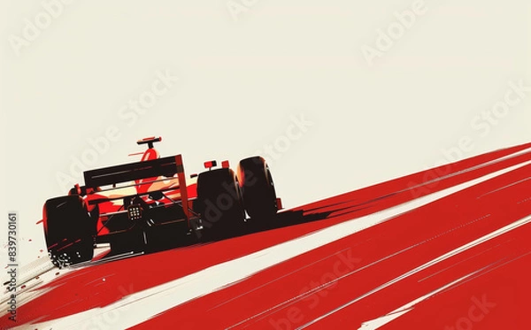 Fototapeta Aceleración de un coche de carreras aerodinámico minimalista
