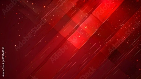Fototapeta Dynamic Red Abstract Background with Geometric Shapes, Sparkles, and Gradients