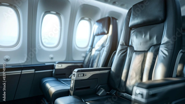 Fototapeta Empty Airplane Seats by the Window