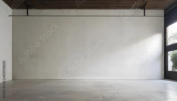 Obraz 外から明るい光の差し込む真っ白な壁と床の部屋の中イラスト