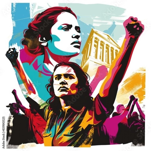 Obraz Dynamic Protest Illustration with Raised Fists
