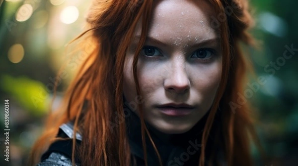 Obraz Mysterious redheaded woman in the forest